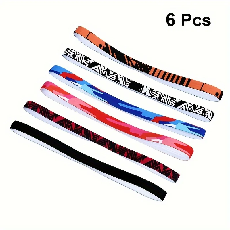 Bandeau fin de sport antidérapant en silicone, 6 pièces, pour yoga, fitness, guichage de la sueur et bande élastique absorbant