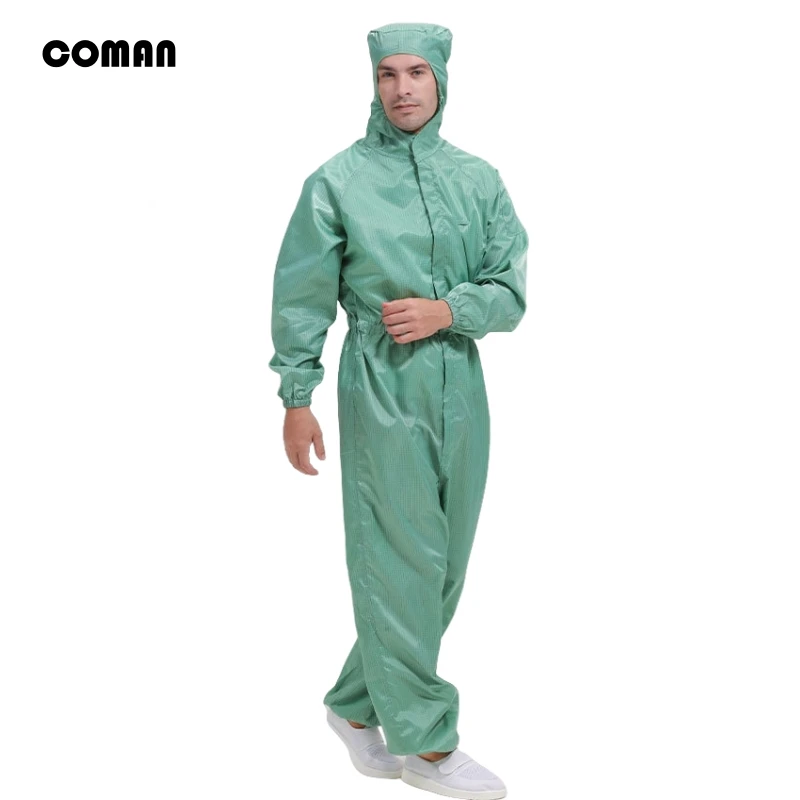 Anti-Static Dustproof Coverall with Hood Slim Fit Split Design Cleanroom Protective Clothes Long Sleeved Hooded Safety Workwear