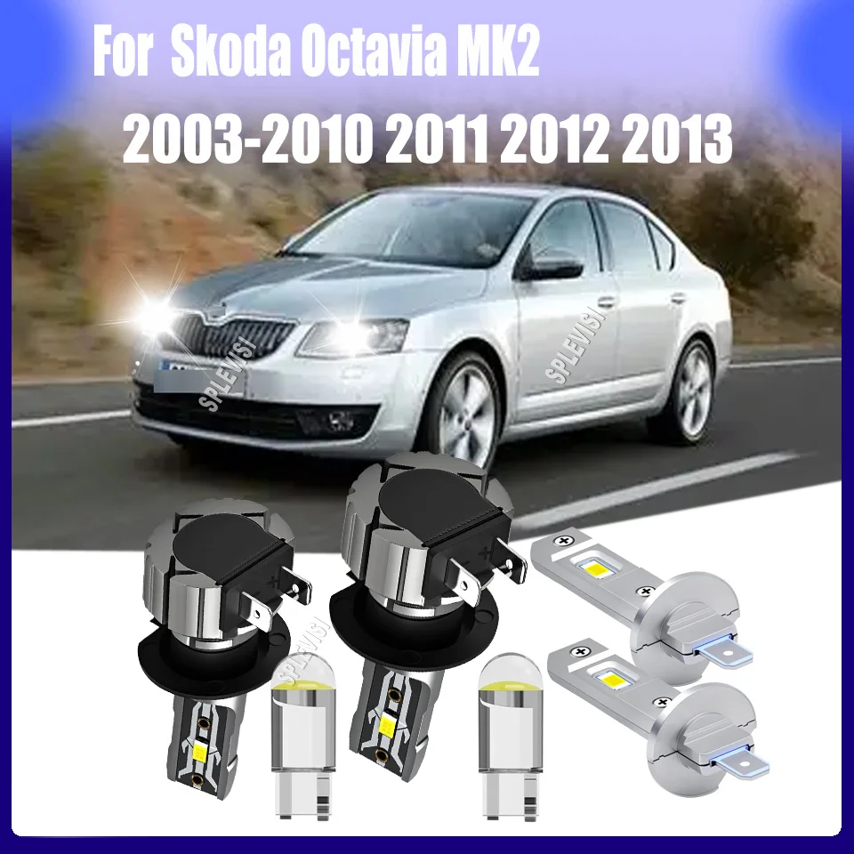 

H1 H7 LED Headlight Bulbs Hi/Low Beam Conversion Kit Plug and Play Installation For Skoda Octavia MK2 2003 2004 2005 2006-2013