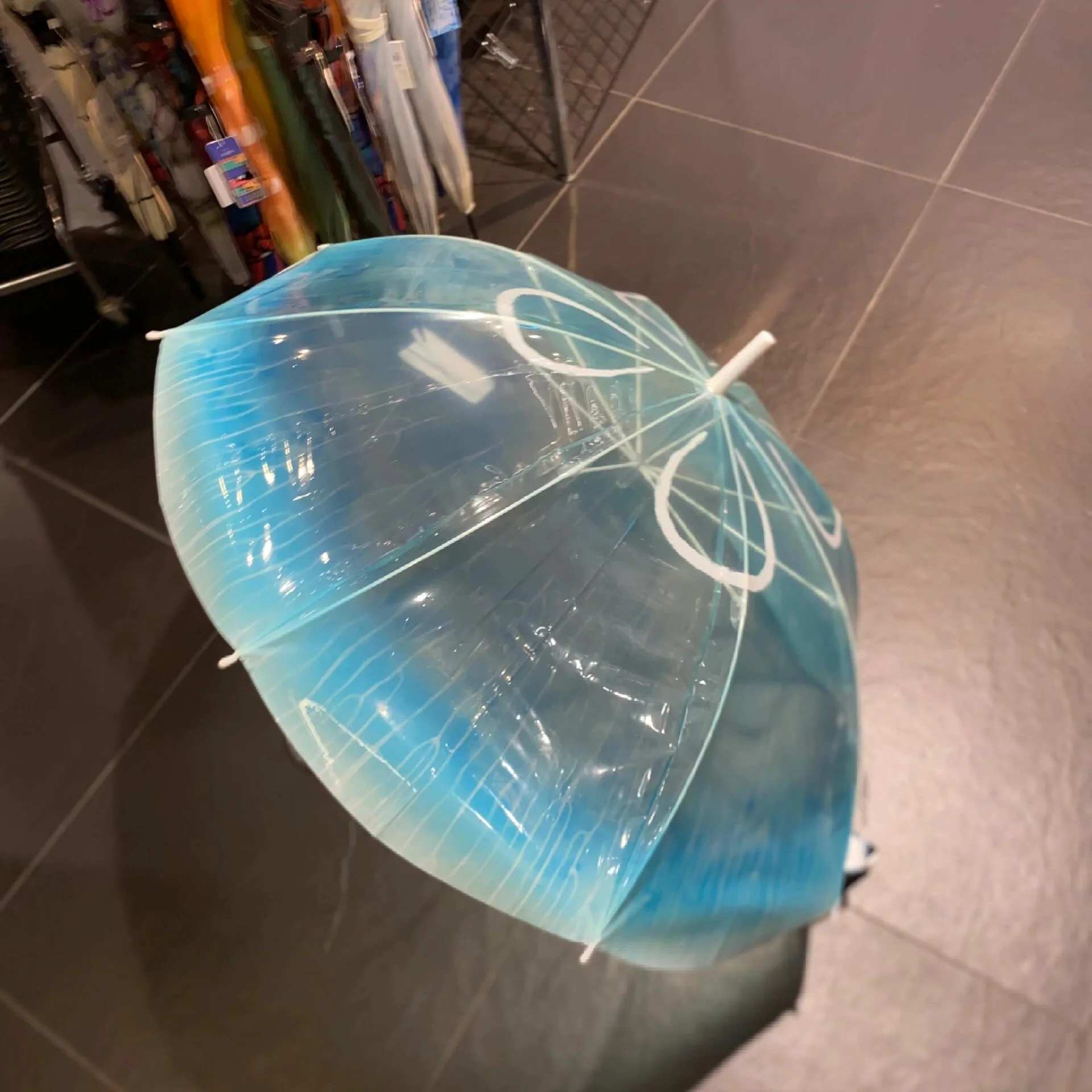 Paraguas auático de mango largo de estilo japonés de ensueño, diseño de medusas de Luna de mar transparente ueso, estilo...