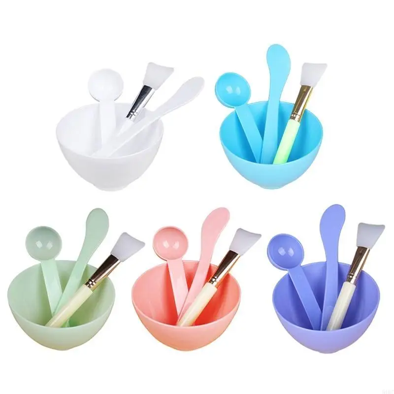 4pcs قناع الوجه مختلط وعاء مجموعة أدوات خلط مقاس DIY مع السيليكون لوجه القناع الوجه فرش مكياج الملعقة الجمال