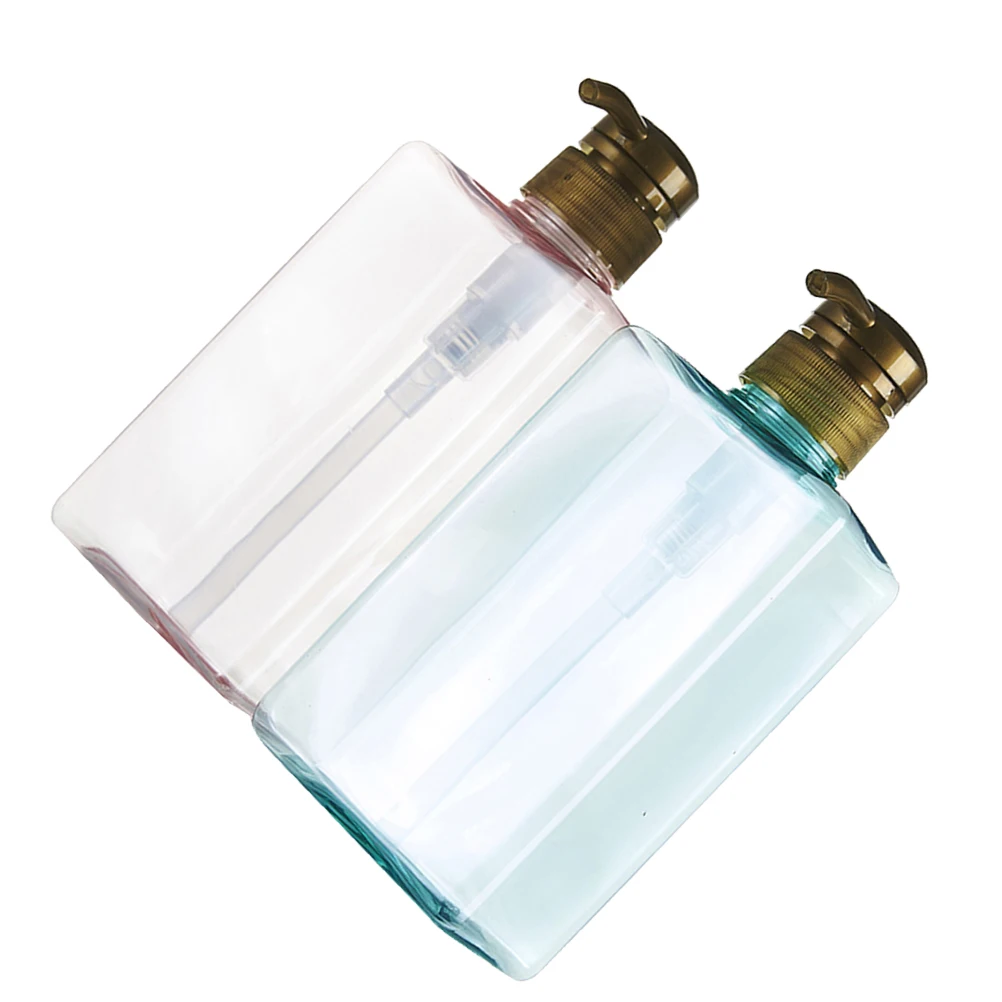 

2 pcs 600ml Plastic Lotion Bottles Pump Nozzle Refillable Travel Size Bathroom Toiletries Container Shampoo Bottle
