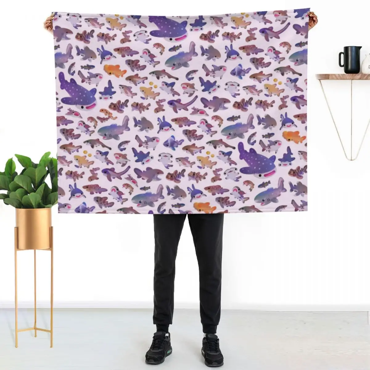 Shark day2 - name or bright bg version Throw Blanket Soft Retros Luxury St Blankets For Bed Weighted Soft Big Blankets