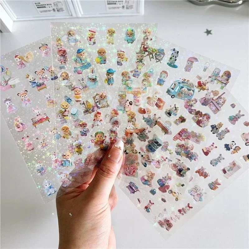 عائلات سيلفانيان عالية القيمة لطيف مزدوج شفاف ملصق المشهد مواد الديكور حساب اليد لعبة نجمة ليزر مقاومة للماء