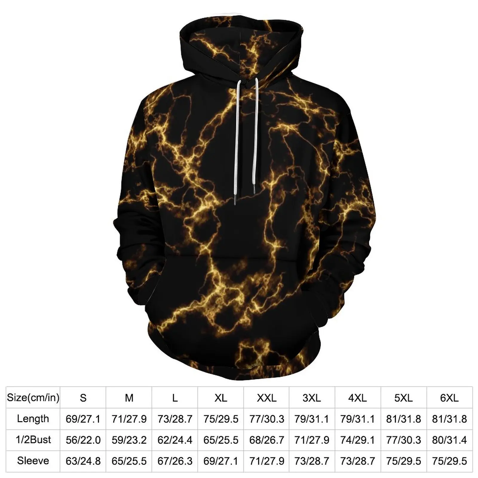 Elegant Golden Marble Hoodies Cool Black Gold Gorgeous Marbles Streetwear Casual Pullover Hoodie Hooded Sweatshirts Gift Idea