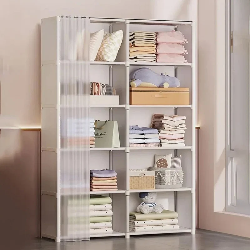 6 Layers Dustproof Wardrobe Storage Rack Household Partition Storage High Capacity Closet Cabinet Assembly Closet Organizer