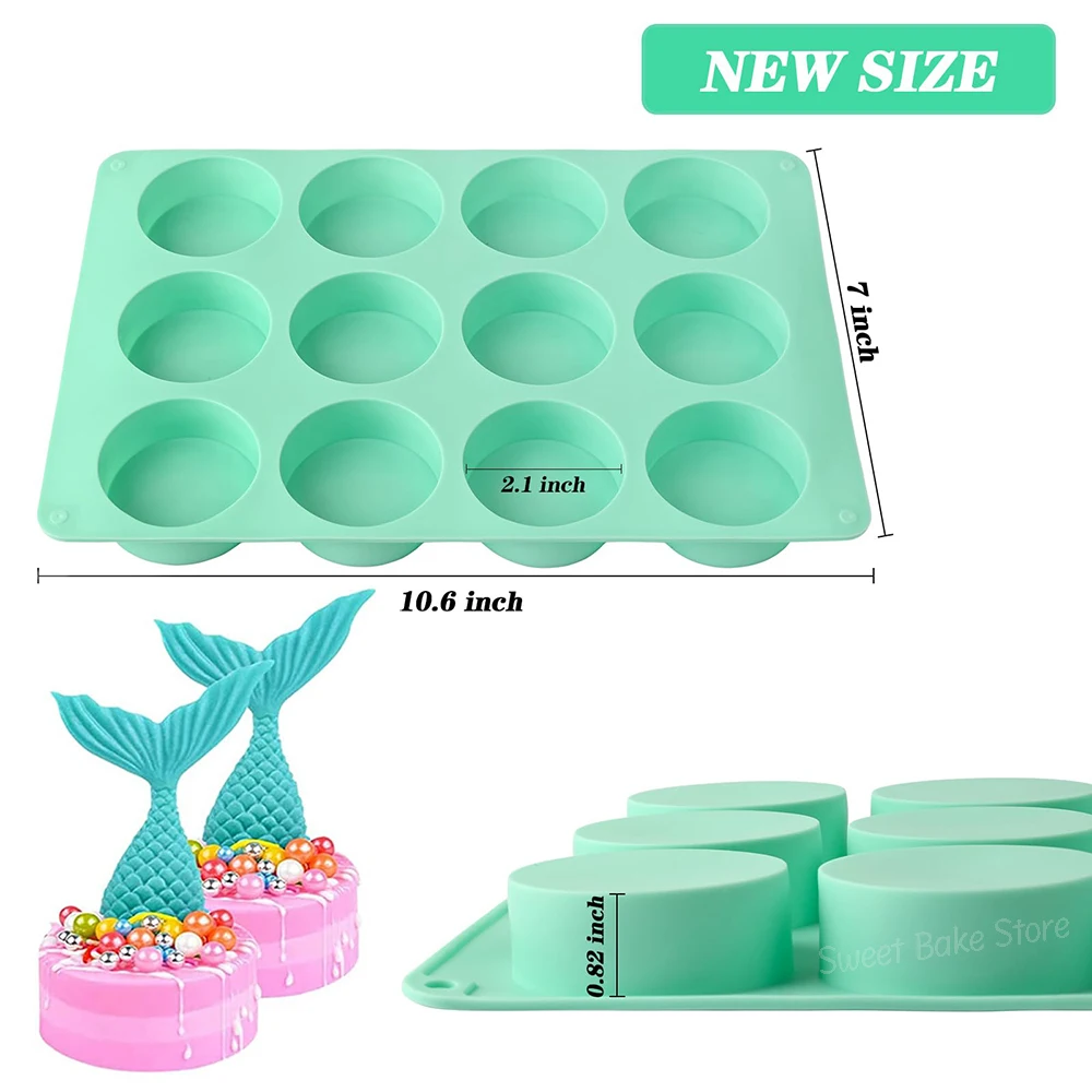 12-Cavity Cylinder Non-Stick Silicone Mold, Mini Round Chocolate Mould, For Cookie, Dessert, Jelly, Pudding, Candy, Cupcake Tray