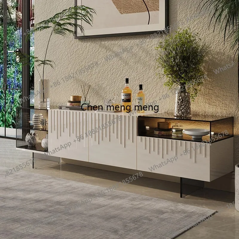 RR Italian style, painted TV cabinet, floor-to-ceiling cabinet for home living room, modern minimalist storage audio-visual cabi