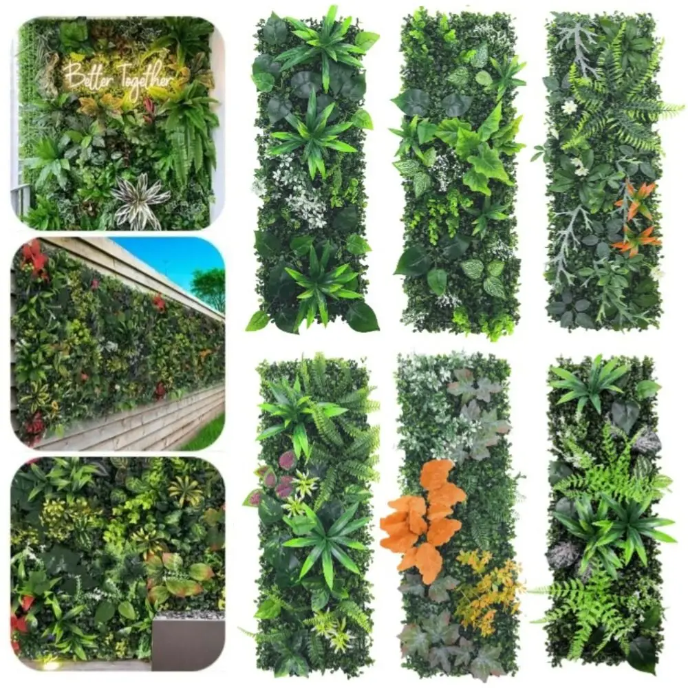 DIY Artificial Plant Wall Panel Flower 75x25cm Artificial Eucalyptus Carpet Durable UV Protection Fake Green Grass Mat Wedding