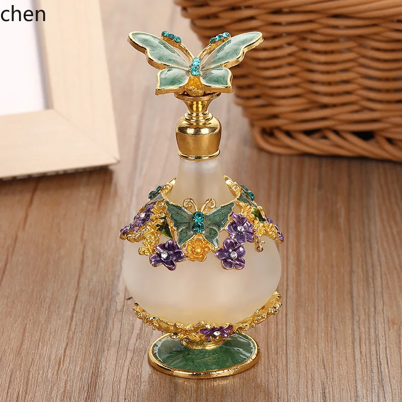 HXL Small Floral Butterfly 25ml Perfume Gourd-shaped Bottle with Enamel Coating for Decanting