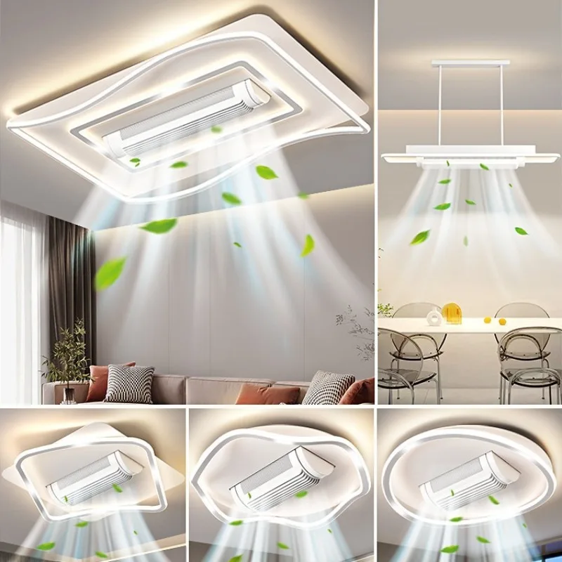 

Modern Minimalist ABS Acrylic Bladeless LED Ceiling Fan Light Living Room Bedroom Whole House Decor Novelty New Energy Saving