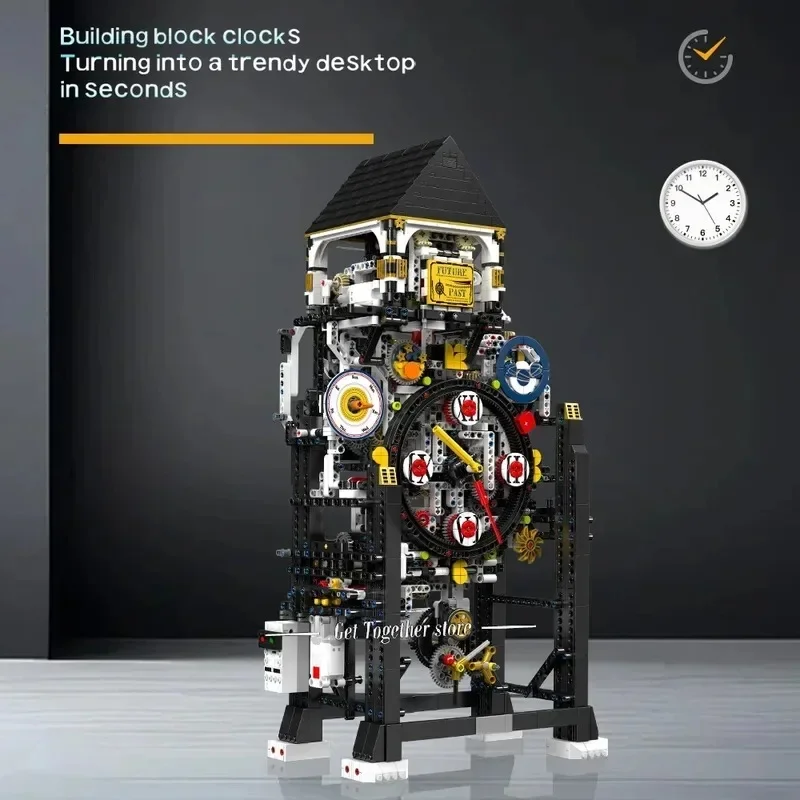  Mould King 10159 Technical Clock Toys Motorized Cyberpunk Clock Building Block Assembly Time Caculator Brick Creative Toy Gift view 2