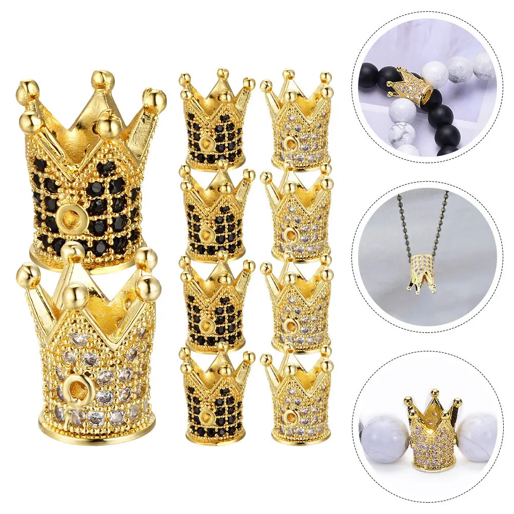 

10Pcs Crown Spacer Beads Rhinestone Charms DIY Jewelry Supplies for Necklace Bracelet Craft Projects Safe Durable