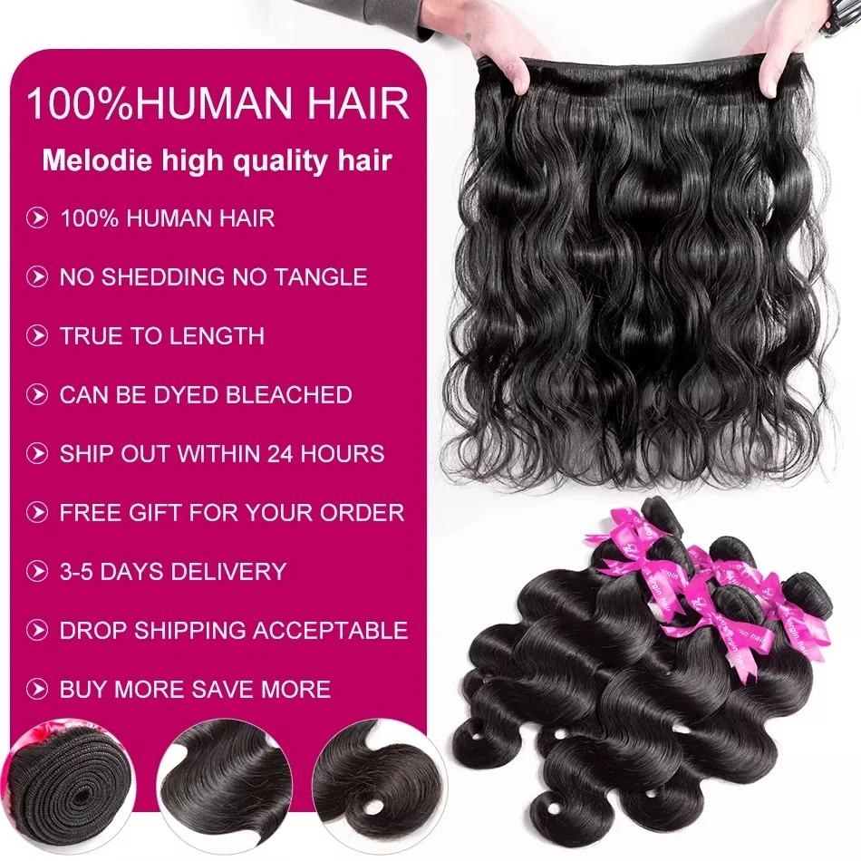 Fasci di capelli umani al 100% dell'onda del corpo da 42 pollici Fasci di onde d'acqua naturali vergini grezze Remy Doppia trama Estensione non trattata dei capelli neri