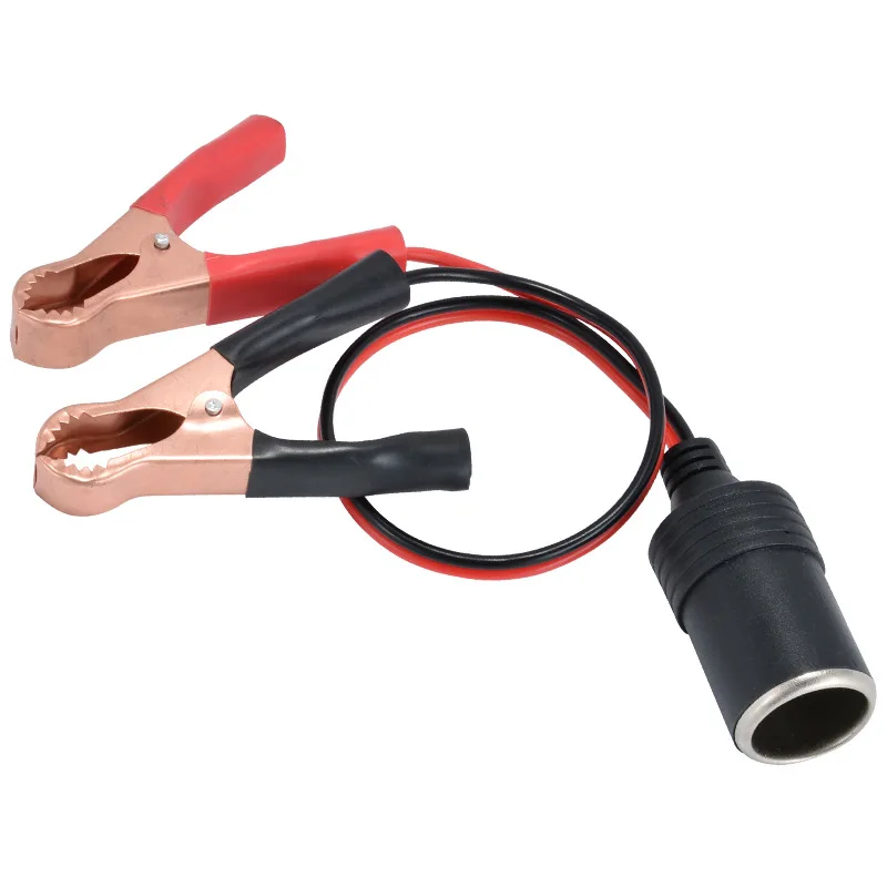 12V Car Battery Clip Adapter Cigarette Lighter Power Socket Adaptor Universal Automotive Use Random Connector Head Auto Socket