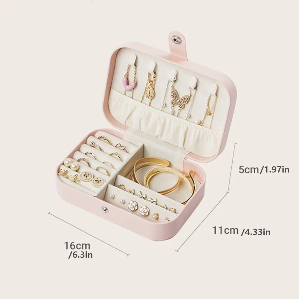 Pu レザージュエリーボックス防水ジッパージュエリーディスプレイケース長方形大容量ジュエリーオーガナイザーネックレスイヤリングリング