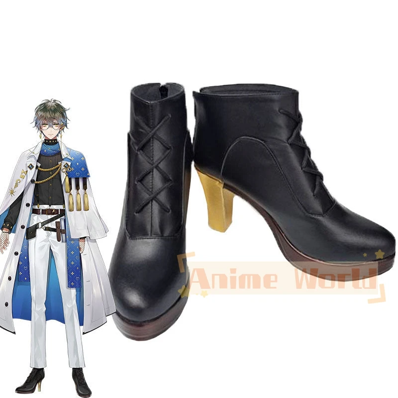 Virtual YouTuber Nijisanji Luxiem Ike Eveland Black Cosplay Shoes Halloween Carnival Boots Custom Made