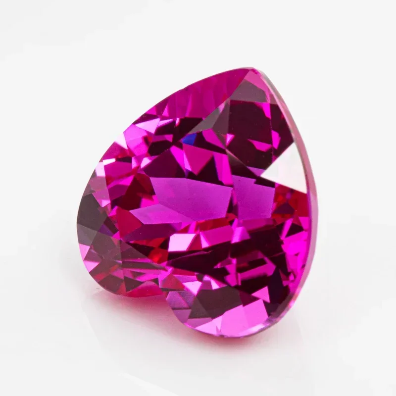 

L-Lab Grown Sapphire Heart Shape Hot Pink Color Stone for Charms Diy Jewelry Making Necklace Earrings Selectable Certificat