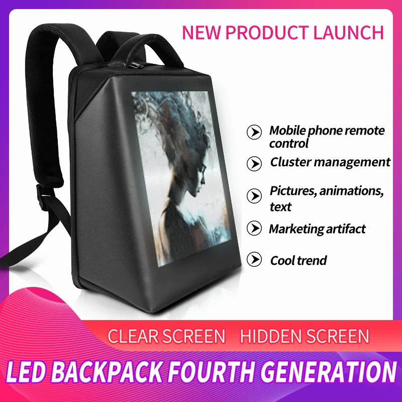 2021 Newest wifi control Smart human Walking advertising Led backpack custom DIY dynamic LED display Backpack