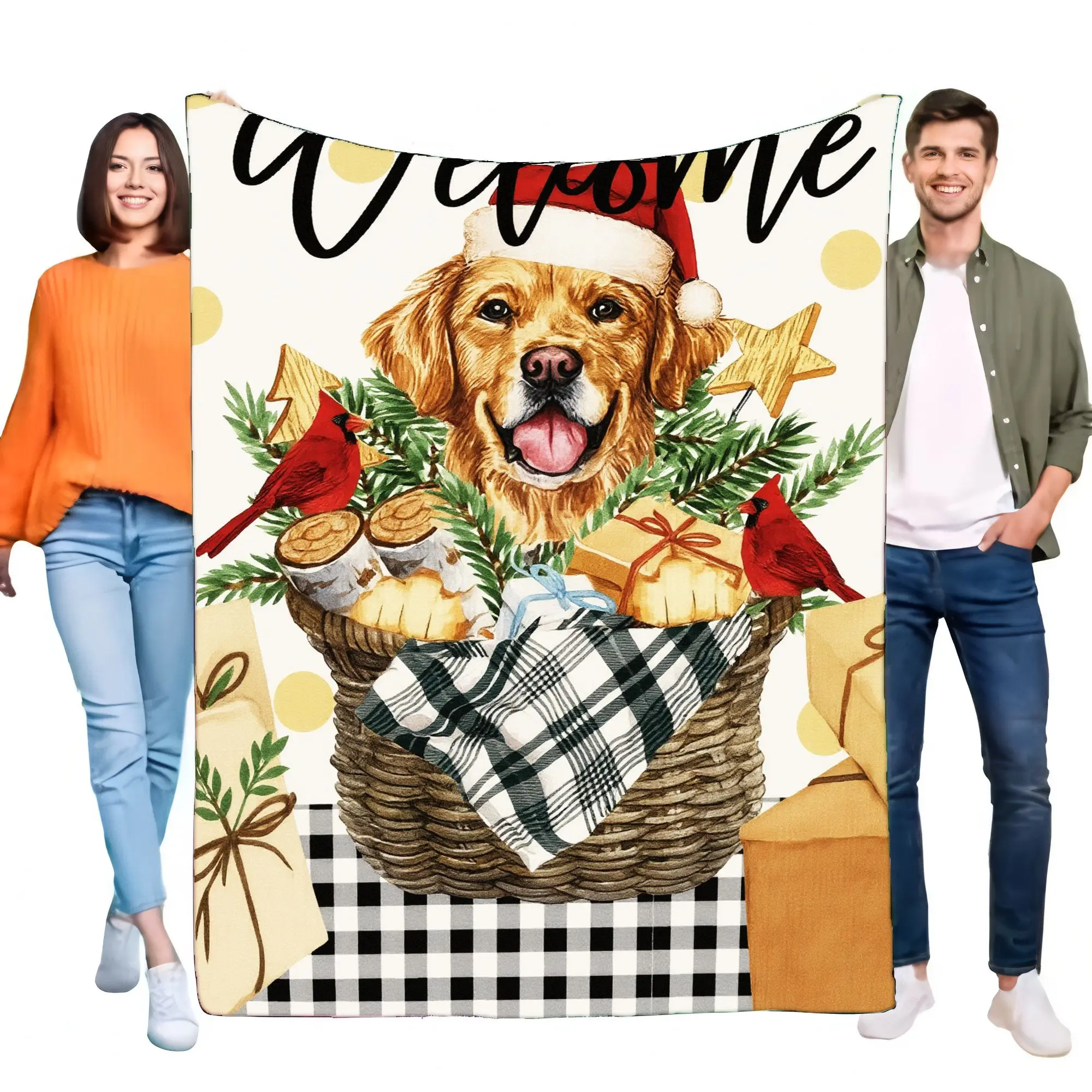 Cozy Golden Retriever Holiday Blanket Soft Warm Sofa Throw Perfect for Home Decor and Christmas Gift for Dog Lovers