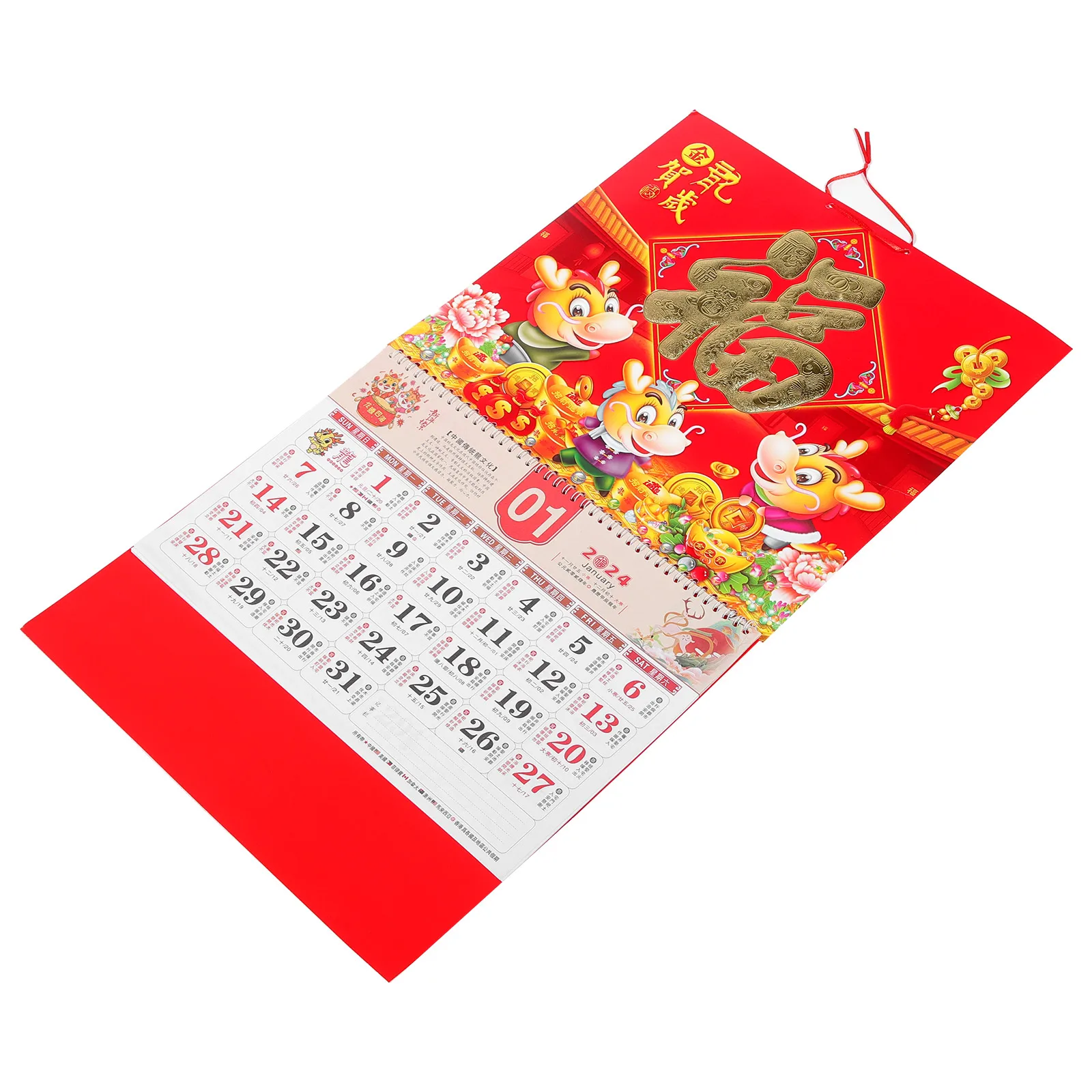 

Traditional Chinese Style Hung Long Year Wall Calendar Daily Monthly Planning Calendar Paper Material Household Office
