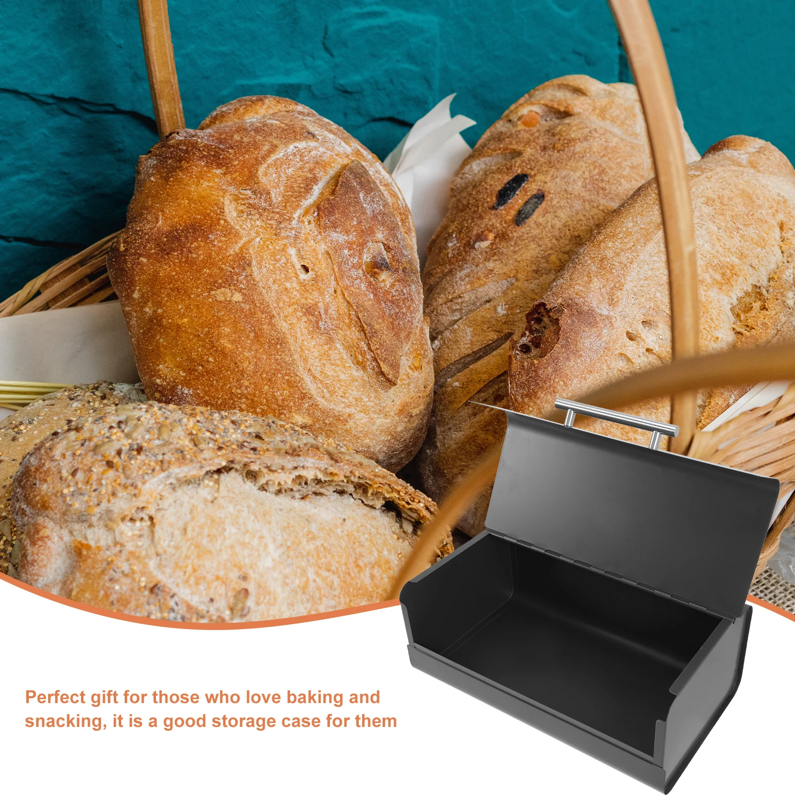 

Storage Box Compact Metal Bin For Countertop Household Bread Container, Retro Kitchen Food Organizer, Bread