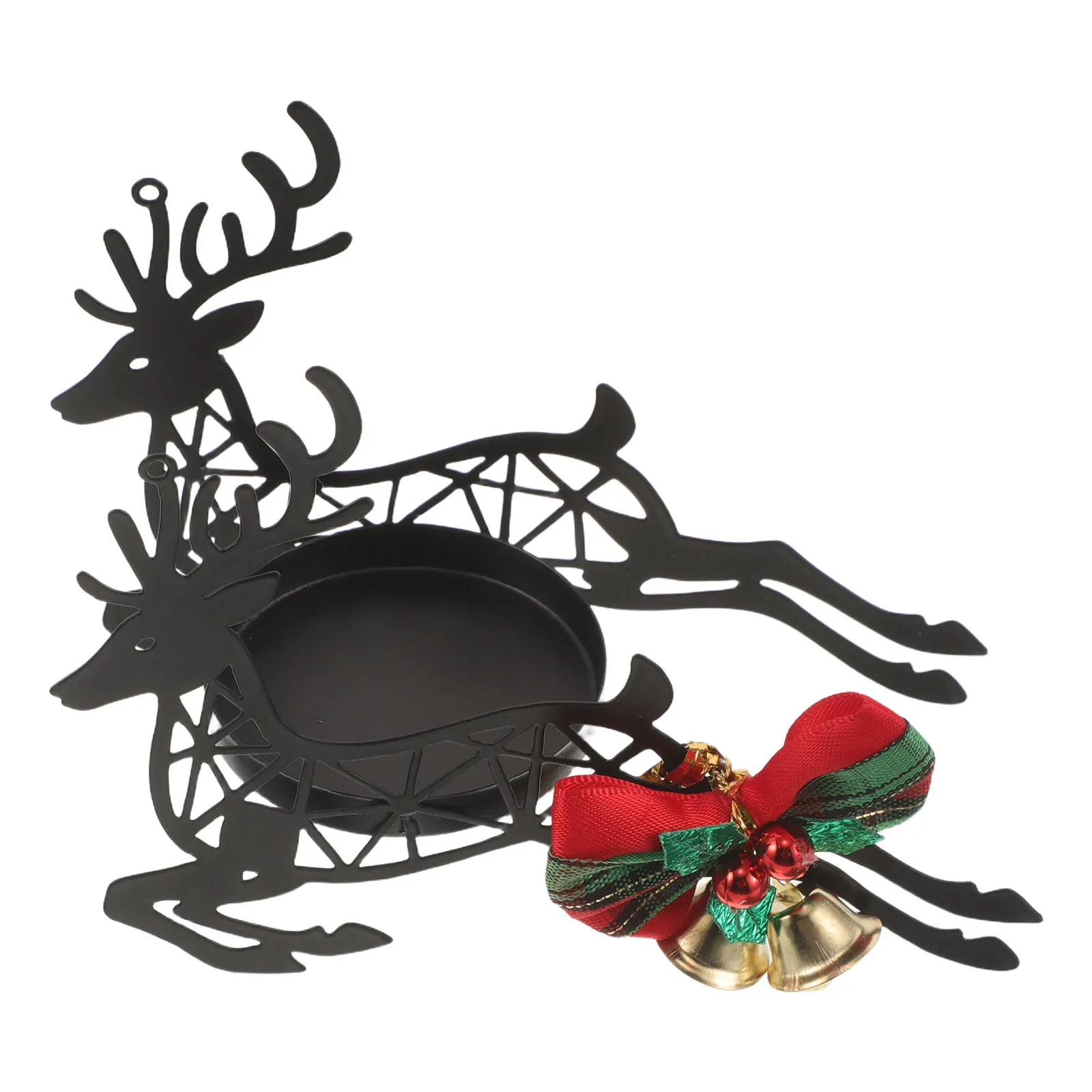 Reindeer Metal Christmas Holder Artistic Deer Design Wrought Iron Table Decor Holiday Holder Centerpiece Votive