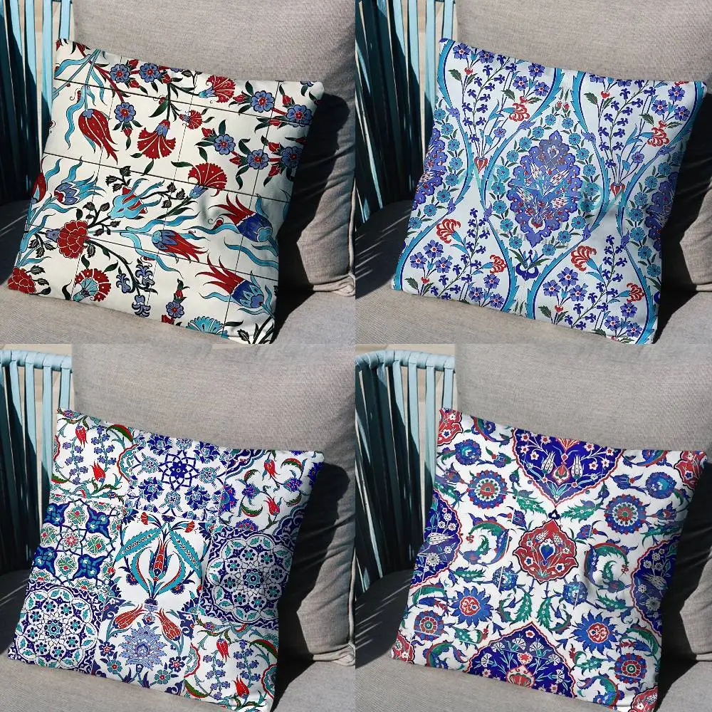 

Art Iznik Tile Patterns pillow cover living room sofa cushion cover bedroom room bed pillow cover home decoration