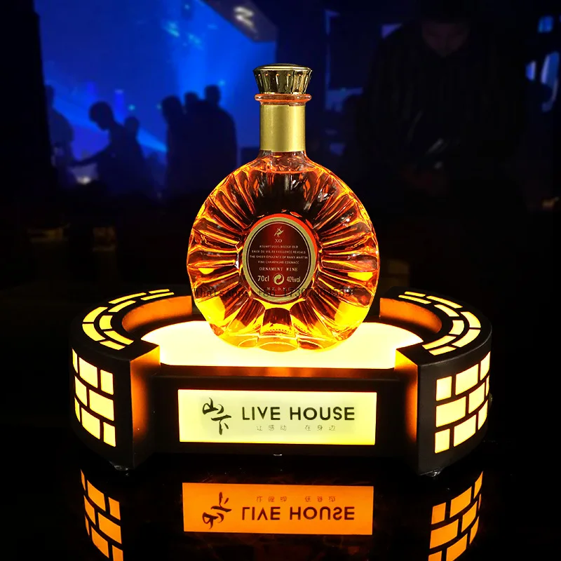 

Manufacturer custom bar ktv club creative laser luminous wine seat LED props foreign red display stand