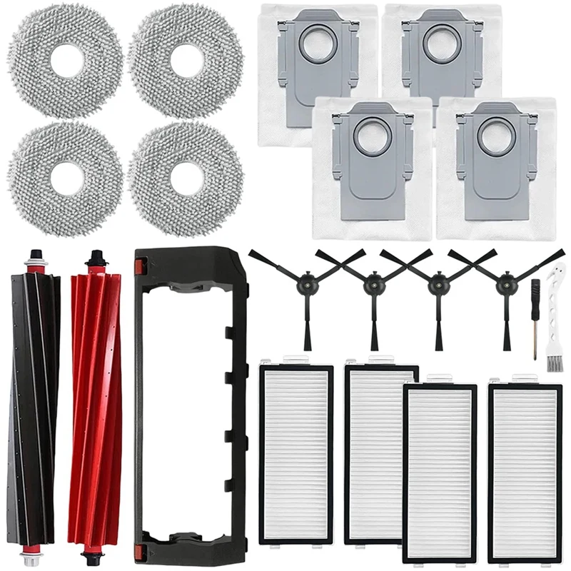 

ABSF Main Brush Cover Kit Compatible For Roborock Qrevo Master /V20/ P10S Pro Vacuum Cleaner Robot Roller Side Brush Dust Bag