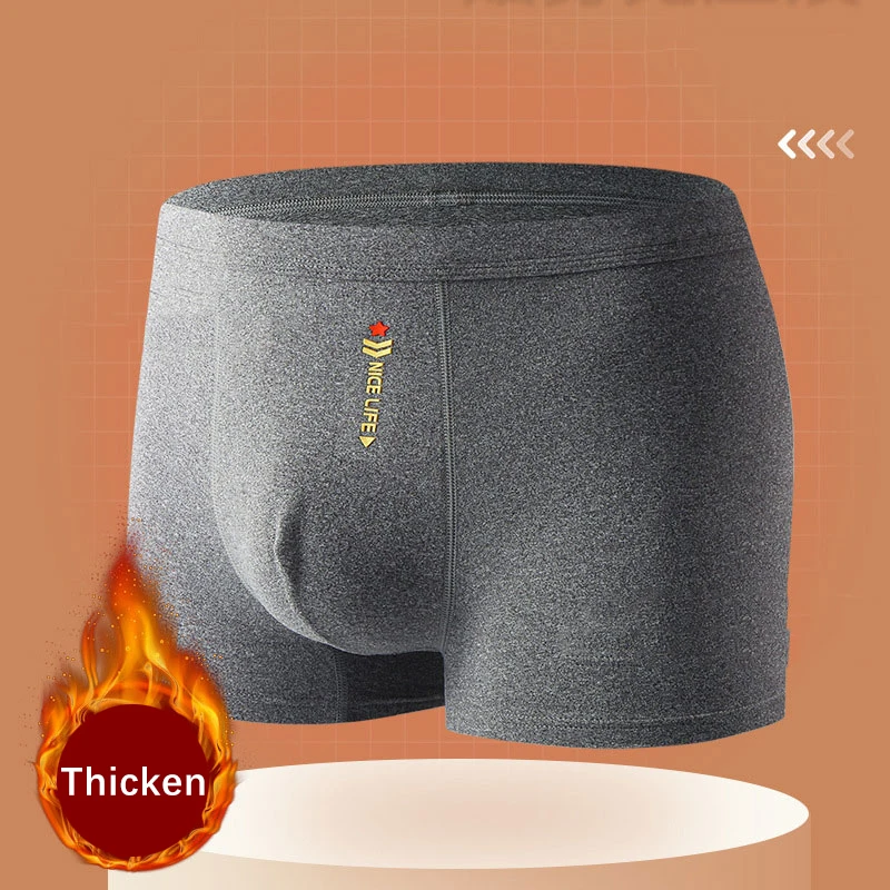 Thin Velvet Thermal Men\'s Panties Underwear U Pouch Autumn Winter Thicken Man Boxers Shorts Elastic Breathable Warm Underpants