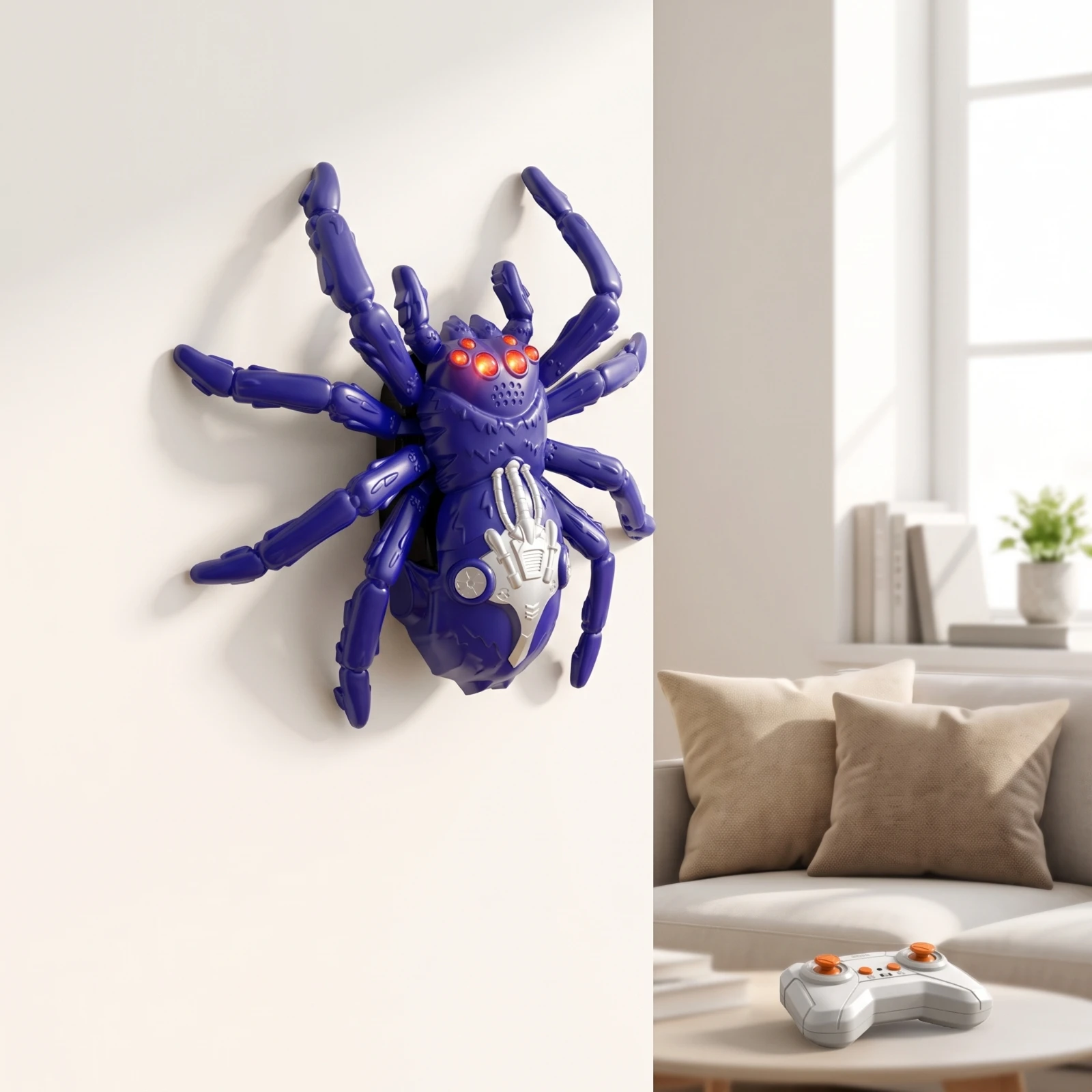 Wireless Control Arachnid Articulated Wall Climbing Arachnid Wall Climbing Robot Realistic Easy to Use for Children, Indoor Play
