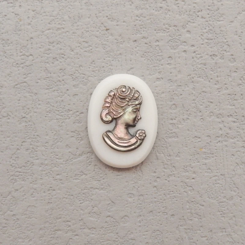 

Natural Grey Shell & White Agate Intarsia Lady Cabochon Bead Polished Jewelry Making Accessories