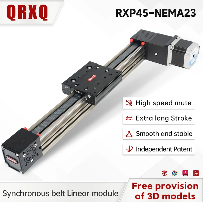 

QRXQ RXP45 Nema23 Motortravel Stroke 100-6000mm Timing Belt Linear Slide Guide Motion Module Sliding Tabel Cnc Linear Guide