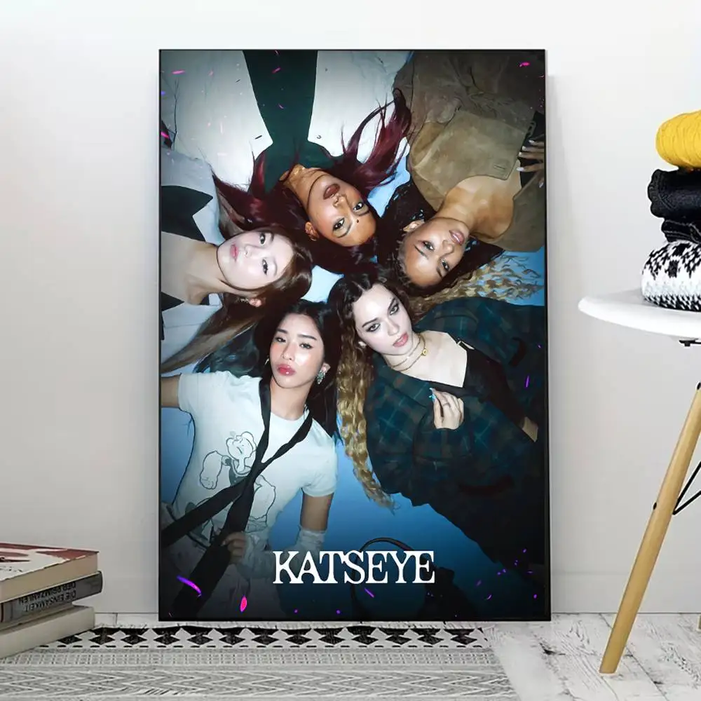 Kpop K-Katseye poster voor woonkamer, slaapkamer, kantoor of bar, frameloos, binnengebruik, slaapkamermuurkunst.