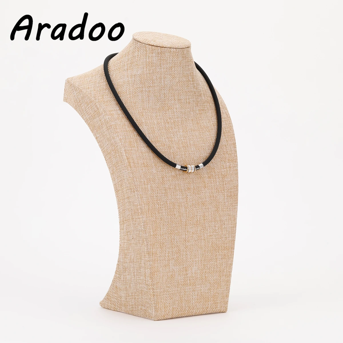 Aradoo Silicone Negative Ion Titanium Steel Necklace Bracelet Anti-Radiation Anti-fatigue Fat Burning Sport Necklace Collar