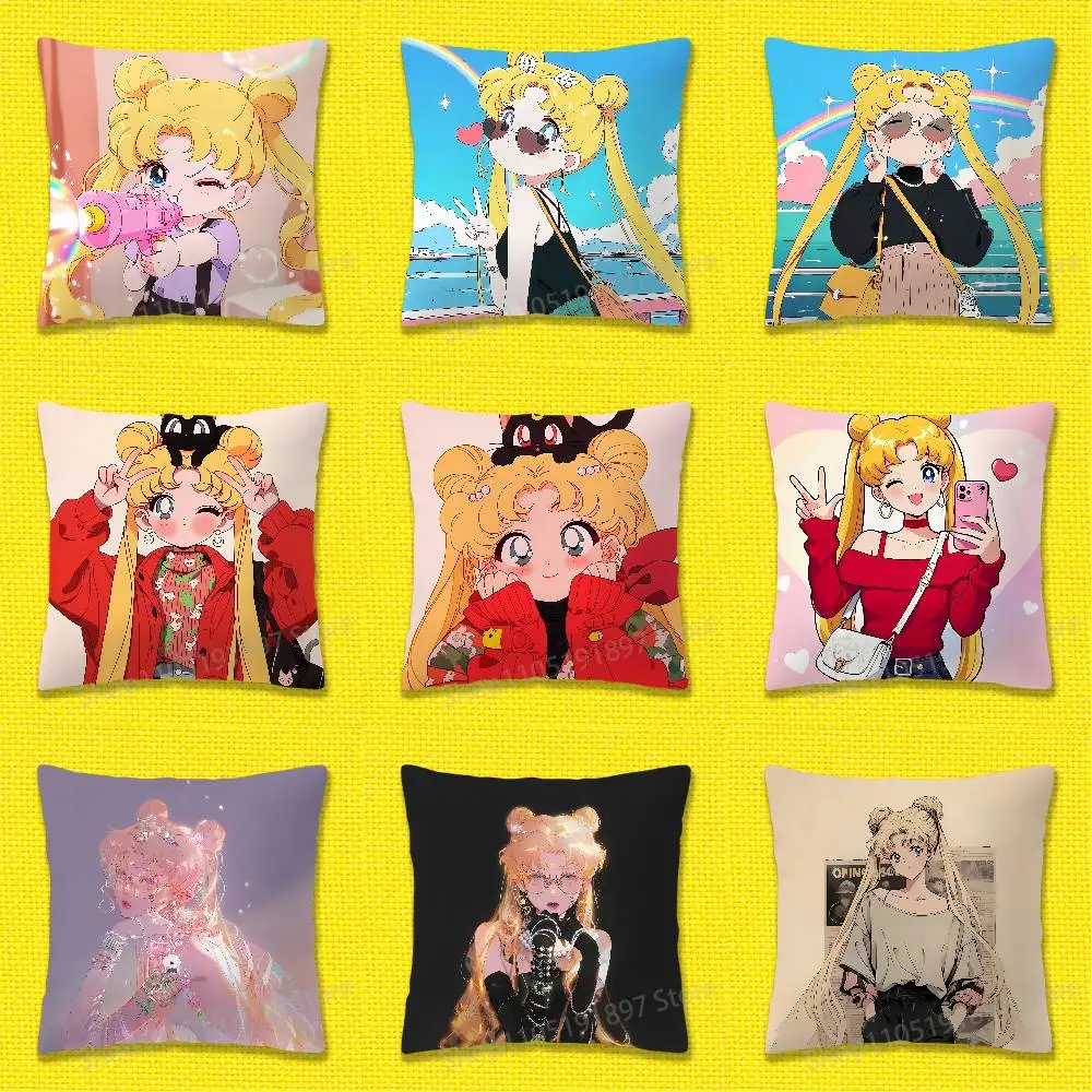 

Girl S-Sailor W-Warrior Throw Pillow Case For 50x50cm 30x30cm 55x55cm 45x45cm 40x40cm Square Bed Pillowcase Cover