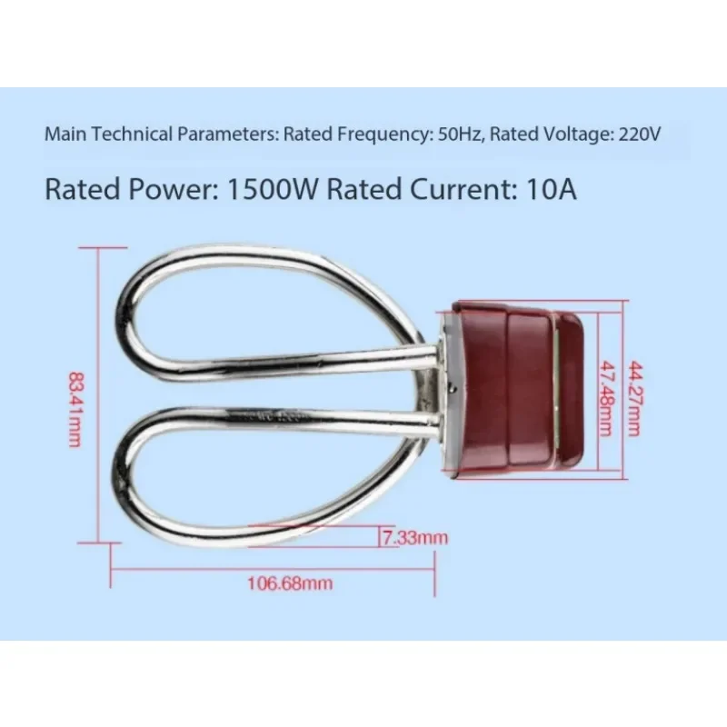 Pure Copper 1500W Electric Kettle Heating Tube, Boil-Dry Protection Heating Element, Replacement Spare Part for Kettle Repair