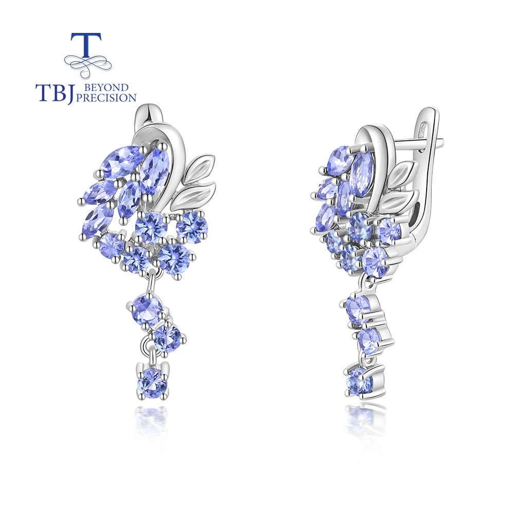 

Light luxury gorgeous natural blue Tanzanite earrings for women 925 sterling silver anniversary engagement gift