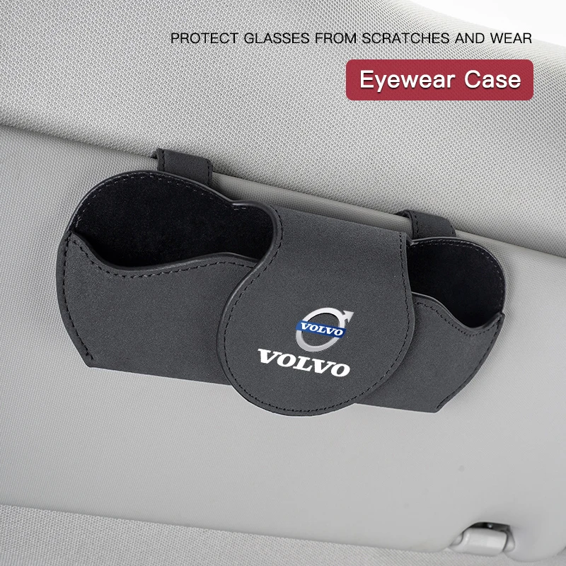 

Volvo Car Suede Glasses Holder Sunglasses Storage Box Card Clip Accessories For C60 C30 R SC60 190h XC40 V70 V60 XC90 V40 S60 XC
