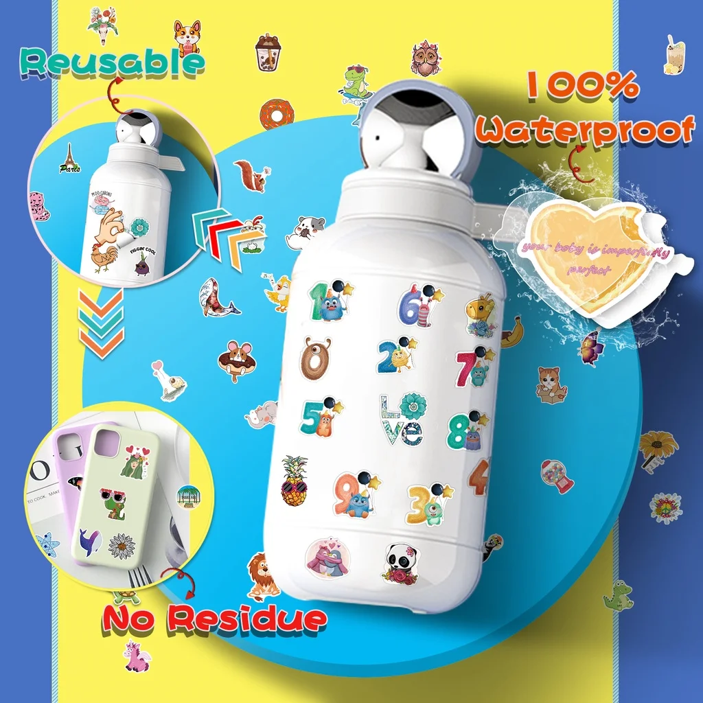 8/4/2 ورقة صغيرة متعددة لطيف الكرتون نمط عشوائي غير متكررة مقاوم للماء الكتابة على الجدران ملصقات لحساب اليد مقلمة الشارات #6