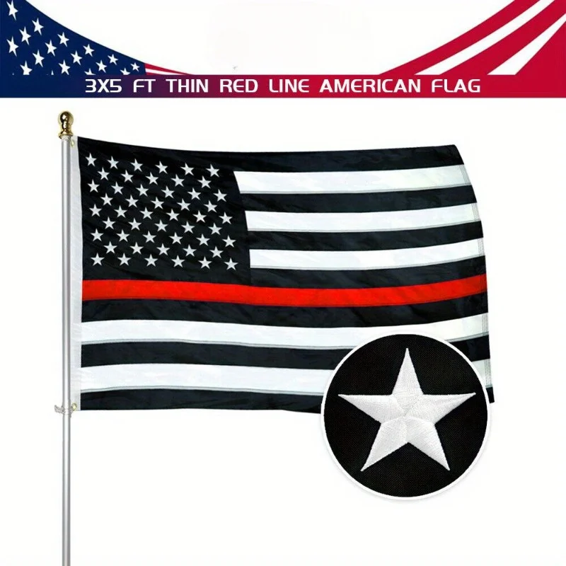 1/3/5/10P United States Fire Flag - 3X5 feet embroidered with stars and sewn stripes - Black white Red nylon United States Flag