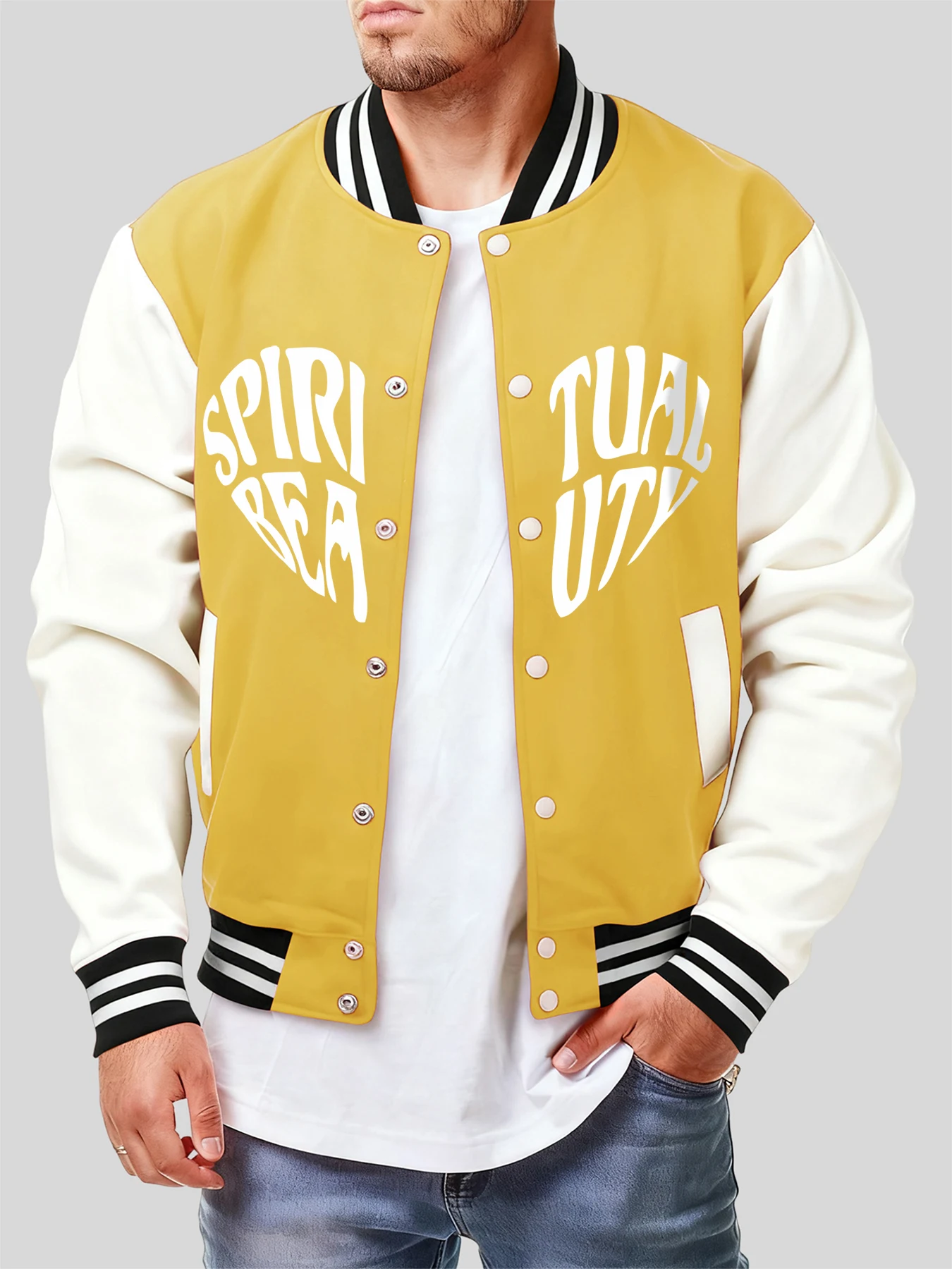 

Осенние мужские куртки с принтом духовного чучела, креативная новая одежда, свободный модный бейсбольный трикотаж, повседневная американская уличная одежда