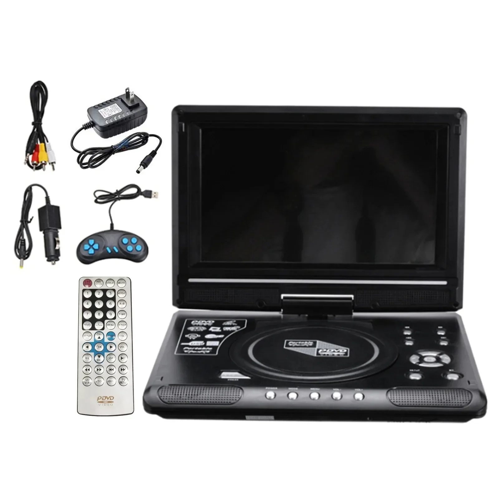 9.8 Inch16:9 Widescreen 270° Rotatable LCD Screen Home Car TV DVD Player Portable VCD Compact Disc MP3 Viewer with Game Function