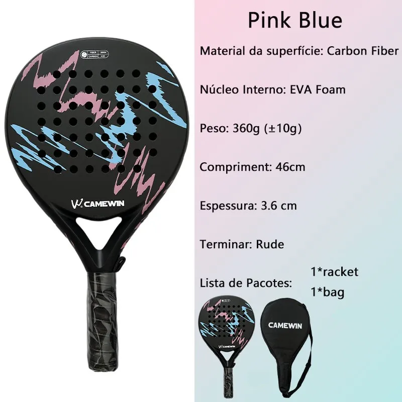 Camewin Paddle Racket Adult Prefessional Carbon Fiber Soft EVA Face Tennis Paddle Racquet Racket with Padle Bag Cover 2024 New