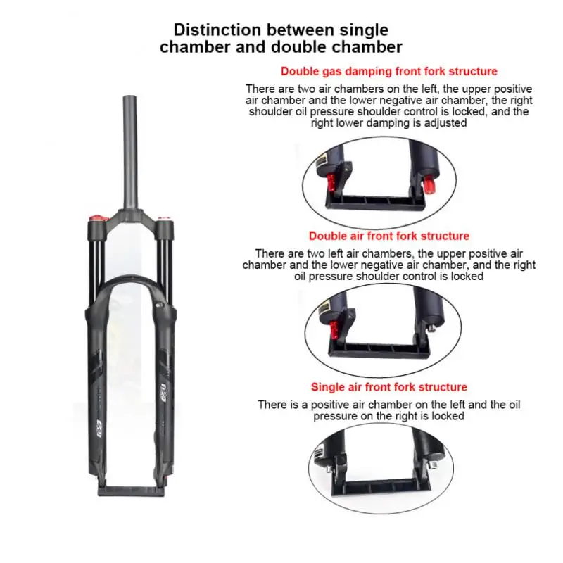 

Передняя амортизационная вилка для горного велосипеда, превосходное амортизация ударов и стабильный контроль, воздушная вилка для горного велосипеда QR