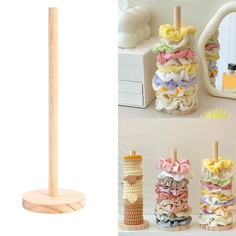 

G92D Elegant Wooden Hair Clip Display Stand Scrunchies and Hair Bands Storage Rack