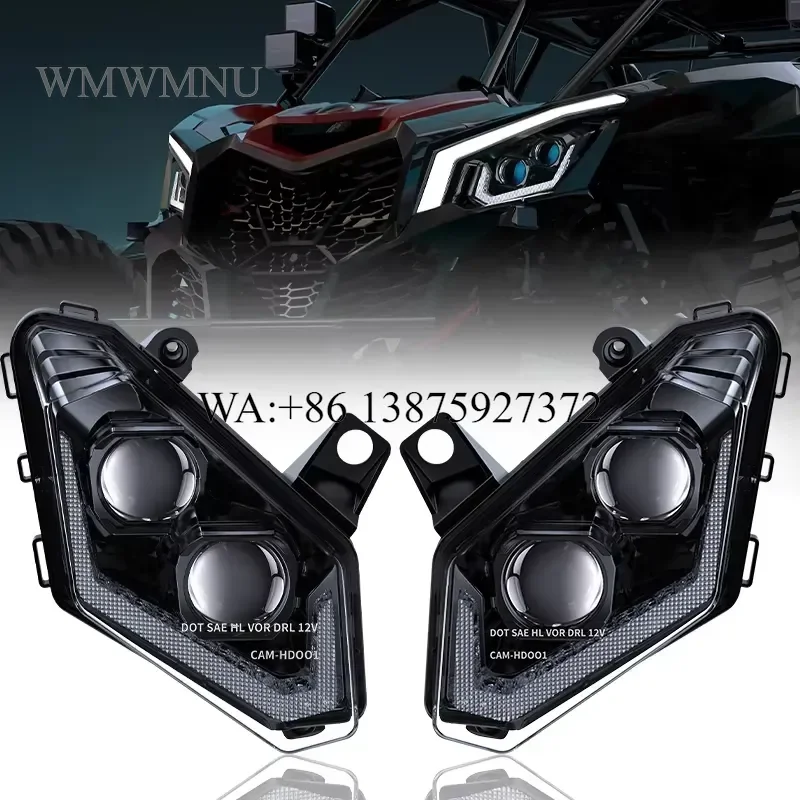 Wmwmnu 120W LED Headlight for Can Am Maverick X3 2017-2025 UTV Side by Side Front Light Assembly Off Road Driving Lamp
