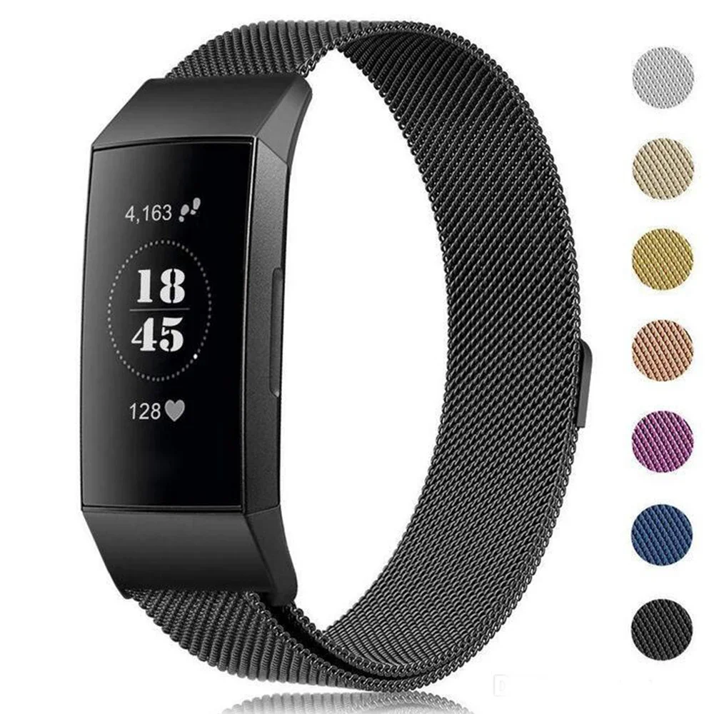 Metal Magnetic Loop Strap For Fitbit Charge 3 4 Band Bracelet Wacthband For Fitbit Charge 3 SE Stainless Steel Wristband