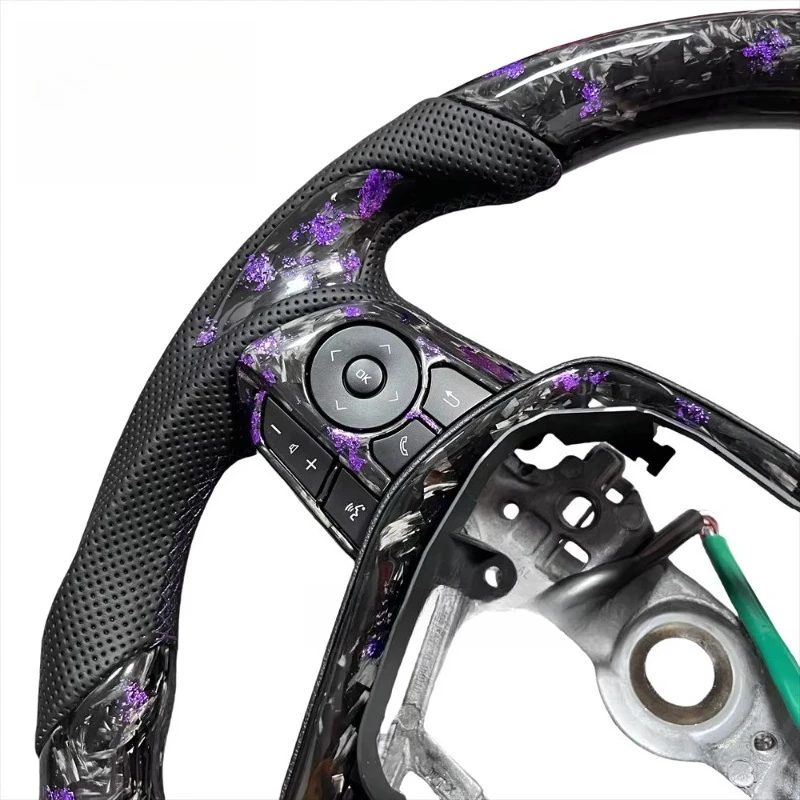 For Toyota  Special Modified Purple Black Pattern Carbon Fiber Sports Multifunctional Button Steering Wheel Assembly